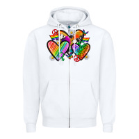 White pride hearts Zipper Hoodie - texasbilliewilder