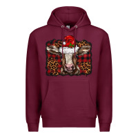 Burgundy Christmas background baby calf Premium Hoodie - BarkalooDesign