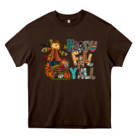 Chocolate Brown happy fall y all Heavy Core Tee - CowhideDigitalArt