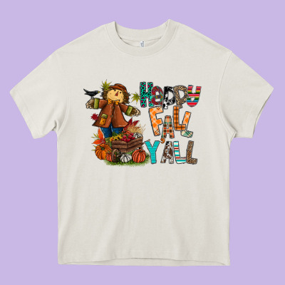 Happy Fall Y All Heavy Core Tee Designed By Cowhidedigitalart