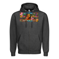 Charcoal Heather Brown horse with flowers and leopard Zipper Hoodie - RanaPortraitStore