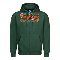Sports Green Brown horse with flowers and leopard Zipper Hoodie - RanaPortraitStore