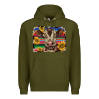 Army Green western background baby calf Premium Hoodie - BarkalooDesign