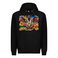 Black western background baby calf Premium Hoodie - BarkalooDesign