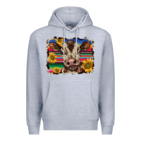 Heather Grey western background baby calf Premium Hoodie - BarkalooDesign