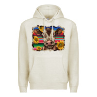 Oatmeal Heather western background baby calf Premium Hoodie - BarkalooDesign