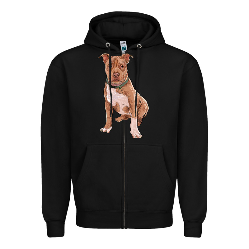 Brown Pitbull Zipper Hoodie by RanaPortraitStore | Teevron