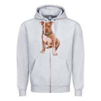 Heather Grey Brown Pitbull Zipper Hoodie - RanaPortraitStore