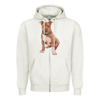 Oatmeal Heather Brown Pitbull Zipper Hoodie - RanaPortraitStore