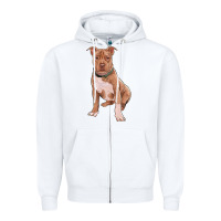White Brown Pitbull Zipper Hoodie - RanaPortraitStore