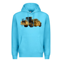 Ocean Blue Wheel Tractor Scraper Premium Hoodie - LillyAllenDesigns