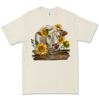 Bone charolais cow with sunflowers Premium Tee - LillyAllenDesigns