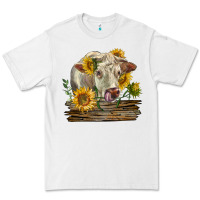 Charolais Cow With Sunflowers Premium Tee | Teevron