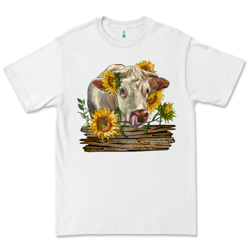 Charolais Cow With Sunflowers Premium Tee by LillyAllenDesigns | Teevron