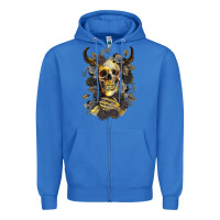 True Royal Bull Human Skull With Gold Roses Zipper Hoodie - RanaPortraitStore