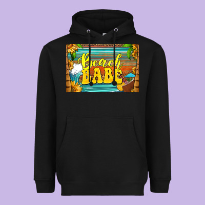 Beach Babe Skinny Metal Can Holder Heavyweight Hoodie Designed By Hra Design Shop