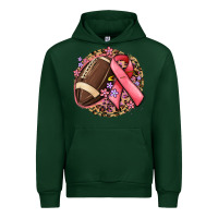 Forest Green breast cancer ribbon and american football Urban Hoodie - MaliasSmallBusiness