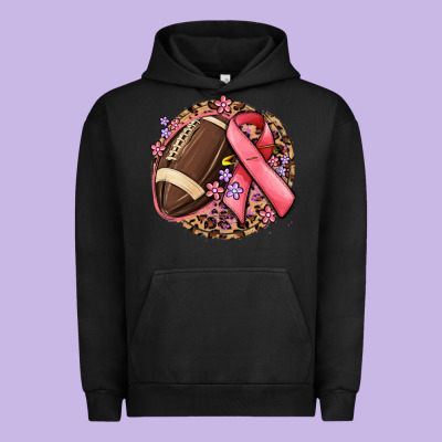 Breast Cancer Ribbon And American Football Urban Hoodie Designed By Maliassmallbusiness