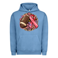 Pigment Pebble Blue breast cancer ribbon and american football Urban Hoodie - MaliasSmallBusiness