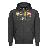 Charcoal Heather pride lgbtq wine cups and glasses Zipper Hoodie - texasbilliewilder