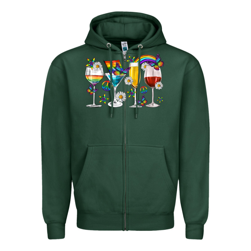 Pride Lgbtq Wine Cups And Glasses Zipper Hoodie by texasbilliewilder | Teevron