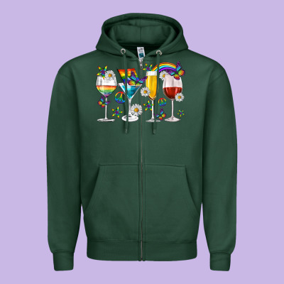 Zipper Hoodie pride lgbtq wine cups and glasses