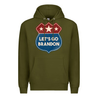 Army Green Let's Go Brandon Shield Patch Premium Hoodie - Jasminsmagicworld