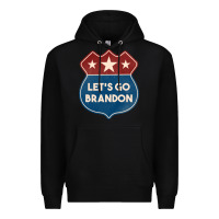 Black Let's Go Brandon Shield Patch Premium Hoodie - Jasminsmagicworld