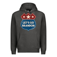 Charcoal Heather Let's Go Brandon Shield Patch Premium Hoodie - Jasminsmagicworld