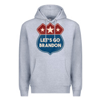 Heather Grey Let's Go Brandon Shield Patch Premium Hoodie - Jasminsmagicworld