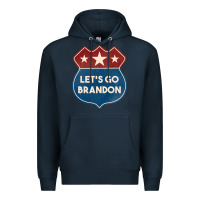 Navy Let's Go Brandon Shield Patch Premium Hoodie - Jasminsmagicworld