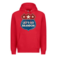 Red Let's Go Brandon Shield Patch Premium Hoodie - Jasminsmagicworld