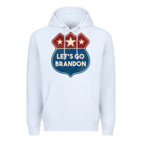 White Let's Go Brandon Shield Patch Premium Hoodie - Jasminsmagicworld