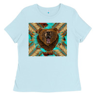 Bear Native American  Tumbler Ladies Tee | Teevron