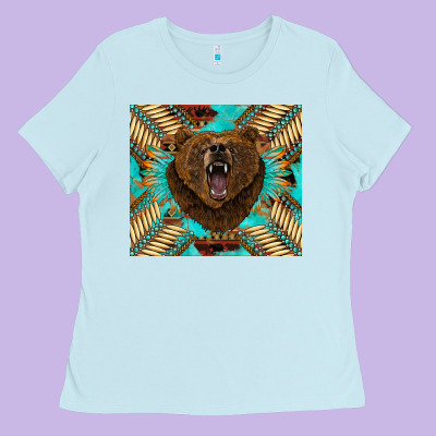 Bear Native American  Tumbler Ladies Tee Designed By Barkaloodesign