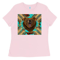 Bubblegum Pink bear native american  tumbler Ladies Tee - BarkalooDesign