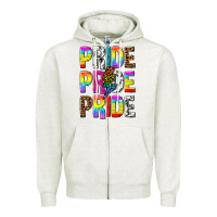 Oatmeal Heather pride pride pride Zipper Hoodie - texasbilliewilder