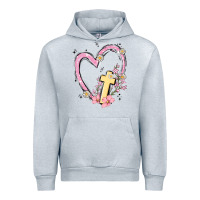Heather Grey heart cross Urban Hoodie - MaliasSmallBusiness