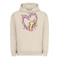 Pigment French Oak heart cross Urban Hoodie - MaliasSmallBusiness
