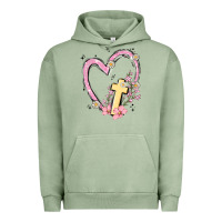 Pigment Oil Green heart cross Urban Hoodie - MaliasSmallBusiness