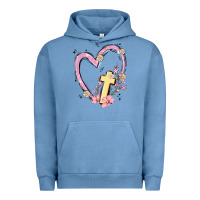 Pigment Pebble Blue heart cross Urban Hoodie - MaliasSmallBusiness