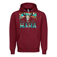 Burgundy wranglin mama Zipper Hoodie - Zillion Design Studio
