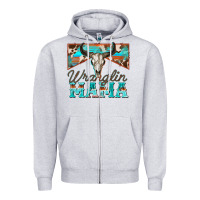 Heather Grey wranglin mama Zipper Hoodie - Zillion Design Studio
