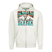 Oatmeal Heather wranglin mama Zipper Hoodie - Zillion Design Studio