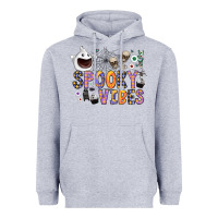 Heather Grey spooky vibes Heavyweight Hoodie - CowhideDigitalArt