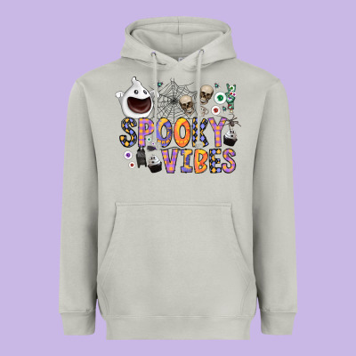 Spooky Vibes Heavyweight Hoodie Designed By Cowhidedigitalart