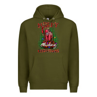 Army Green merry clucking christmas rooster Premium Hoodie - BarkalooDesign