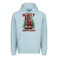 Blue Mist merry clucking christmas rooster Premium Hoodie - BarkalooDesign
