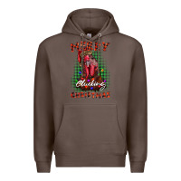 Coffee merry clucking christmas rooster Premium Hoodie - BarkalooDesign