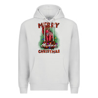 Dove Grey merry clucking christmas rooster Premium Hoodie - BarkalooDesign